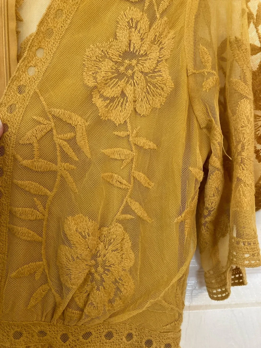 Honey Punch Sheer Lace Maxi Dress with Deep V Neck - Picture 4 of 9